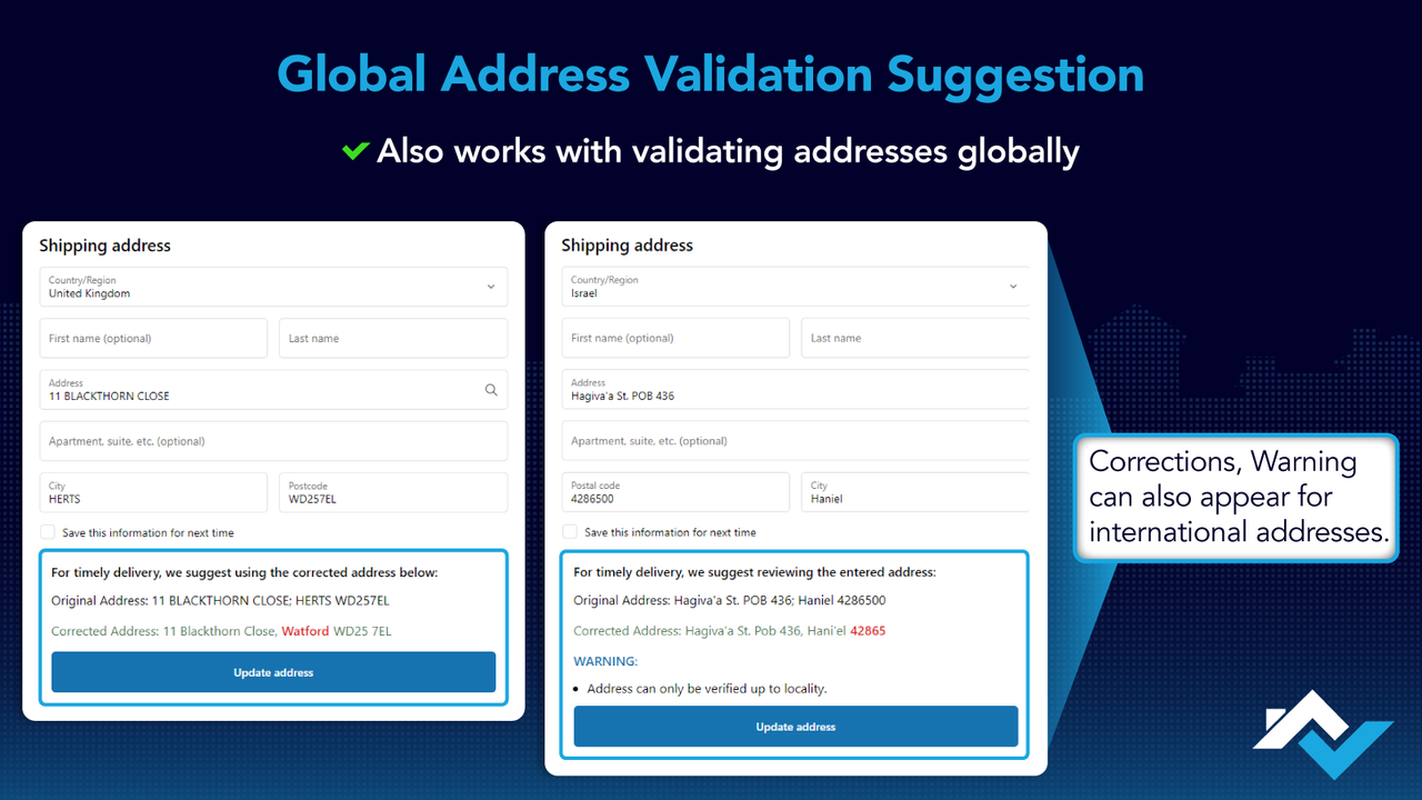Exemple de validation d'adresse mondiale