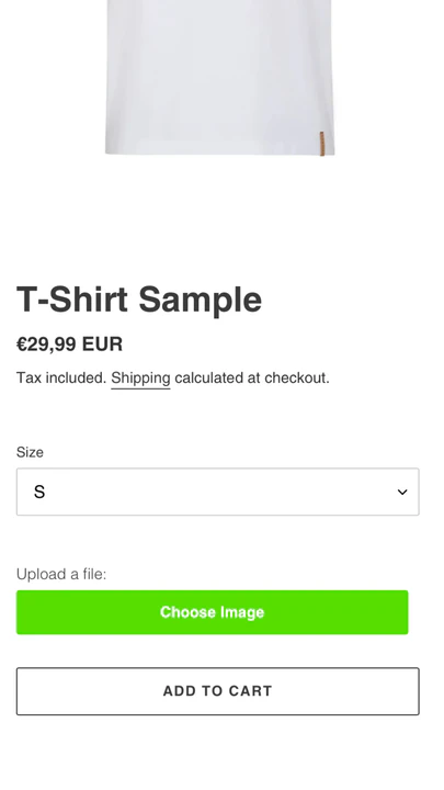 Upload-Field button on product page (mobile)