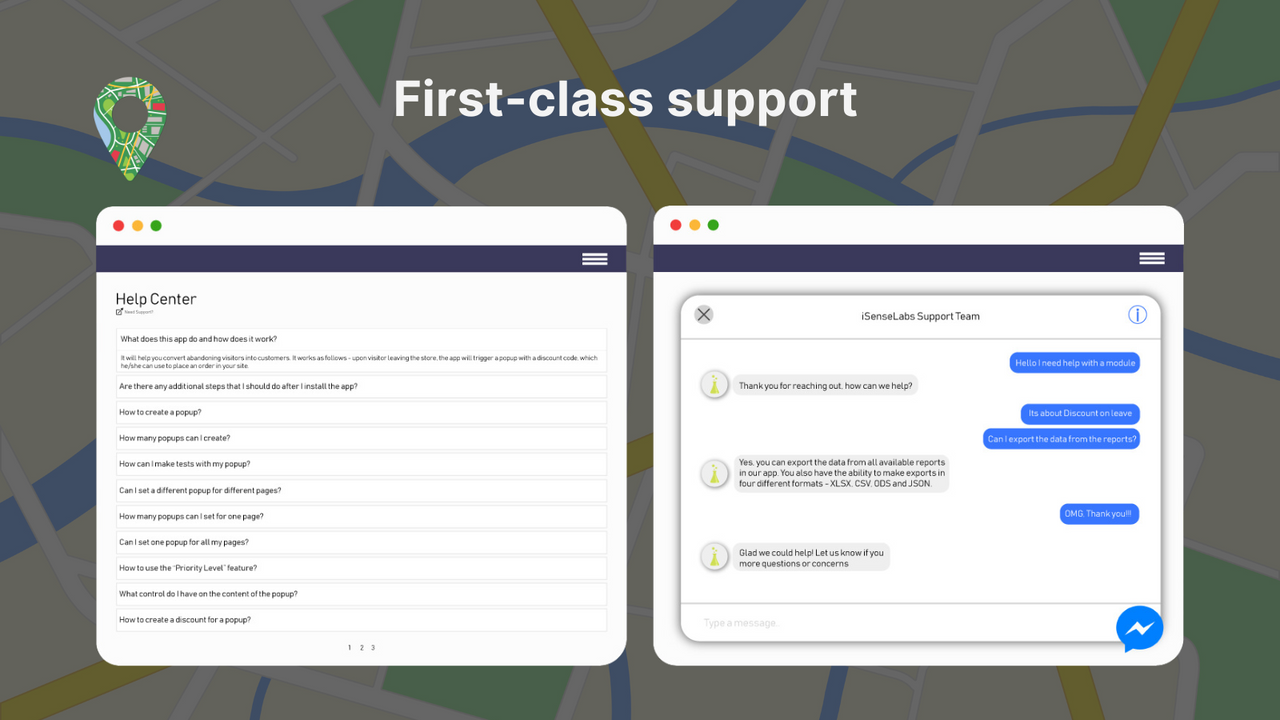 First class support with live chat & email tickets