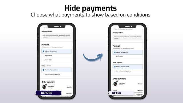 Hide payments based on conditions (mobile example)