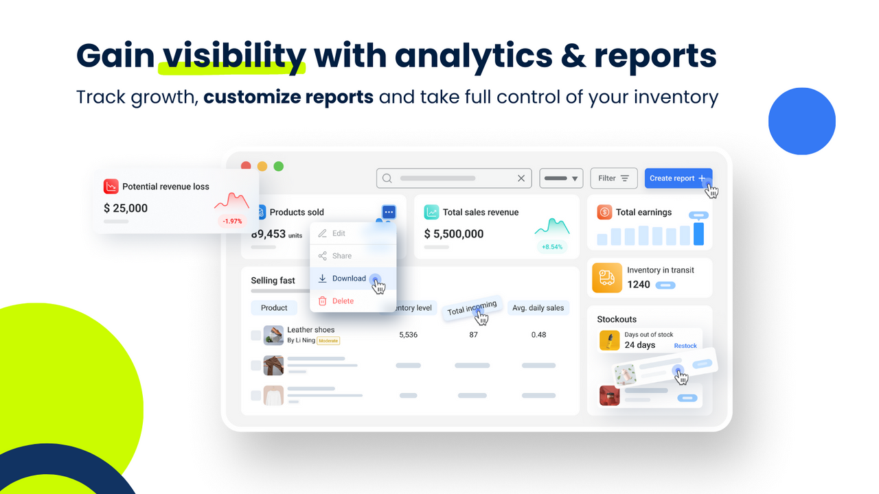 Create custom reports & analytics, build dashboards