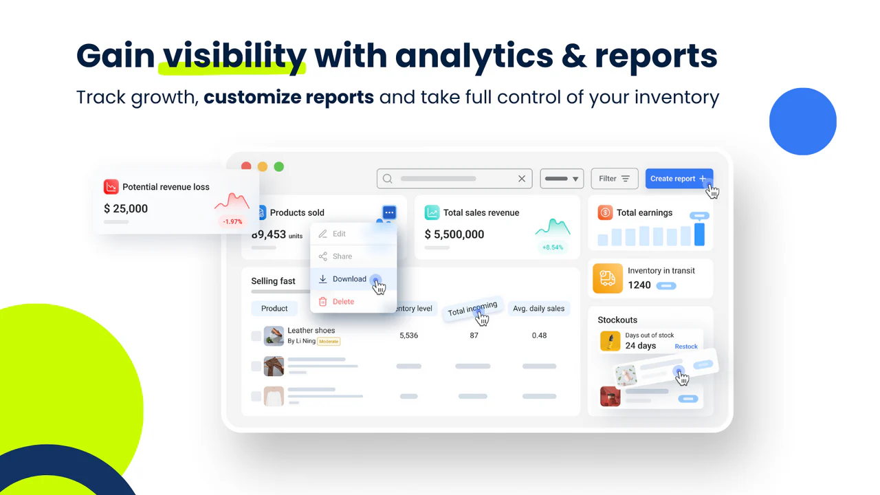 Opret brugerdefinerede rapporter & analyser, byg dashboards