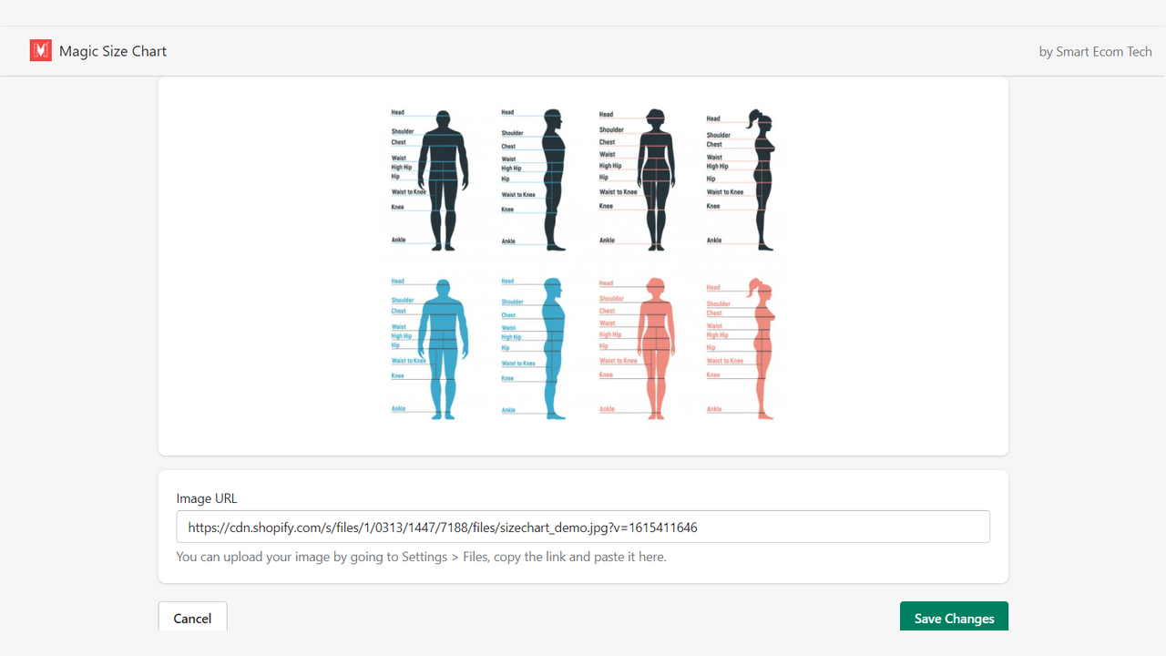 Magic Size Chart - Interactive size chart guide with accurate size