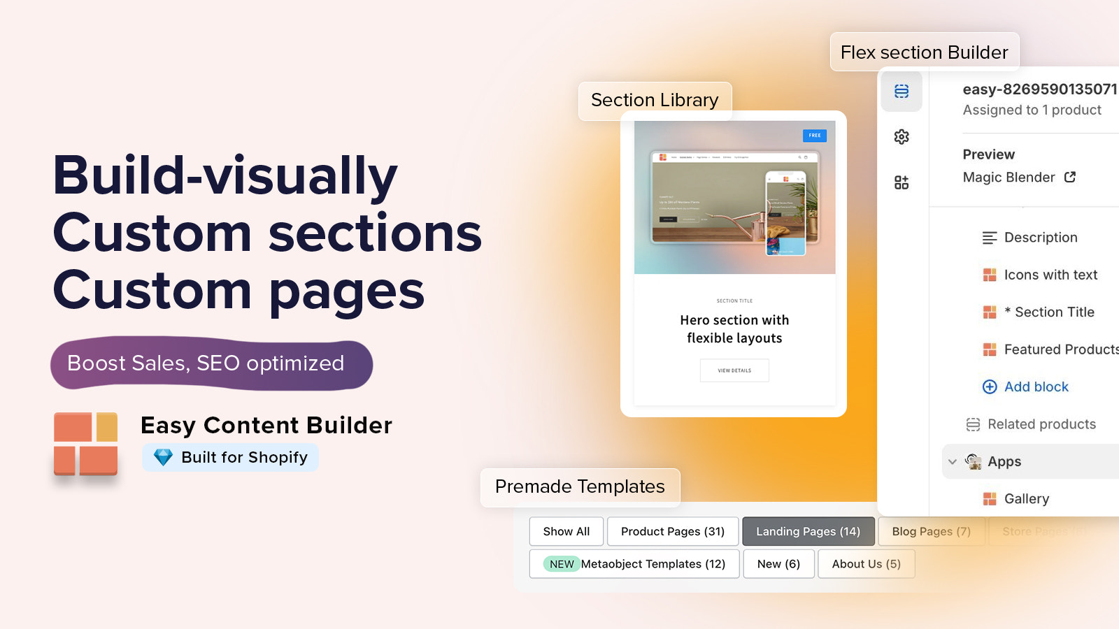 Easy Content Builder - Construye visualmente con secciones personalizadas