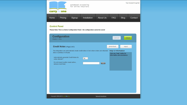 Credit Notes Configuration