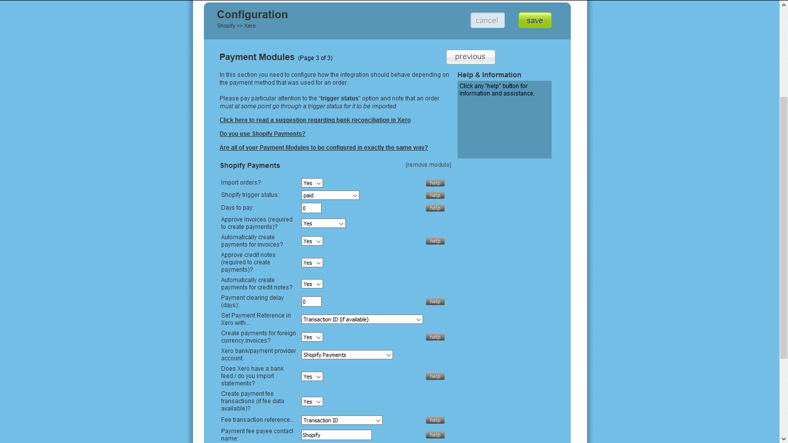 Configuração do Método de Pagamento