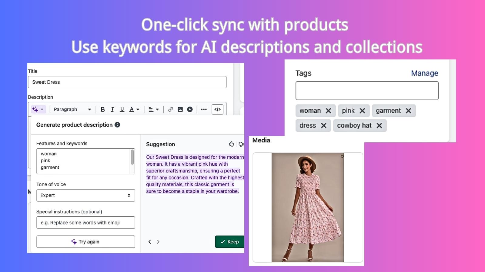 Edit and modify your tags as you wish, one-click sync 