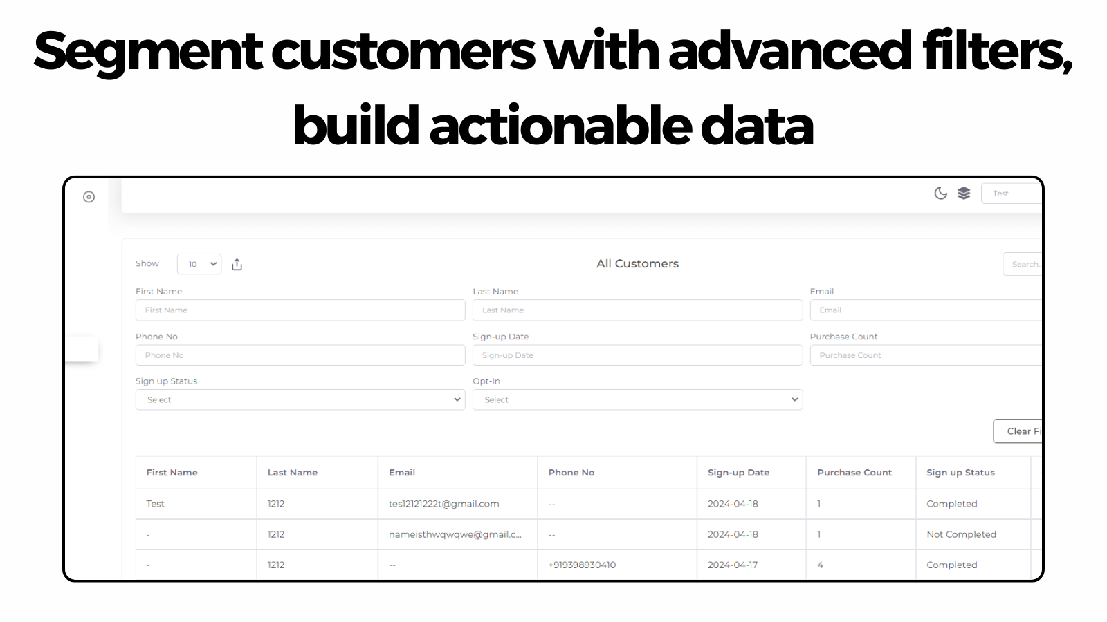 Segment users and get actionable data