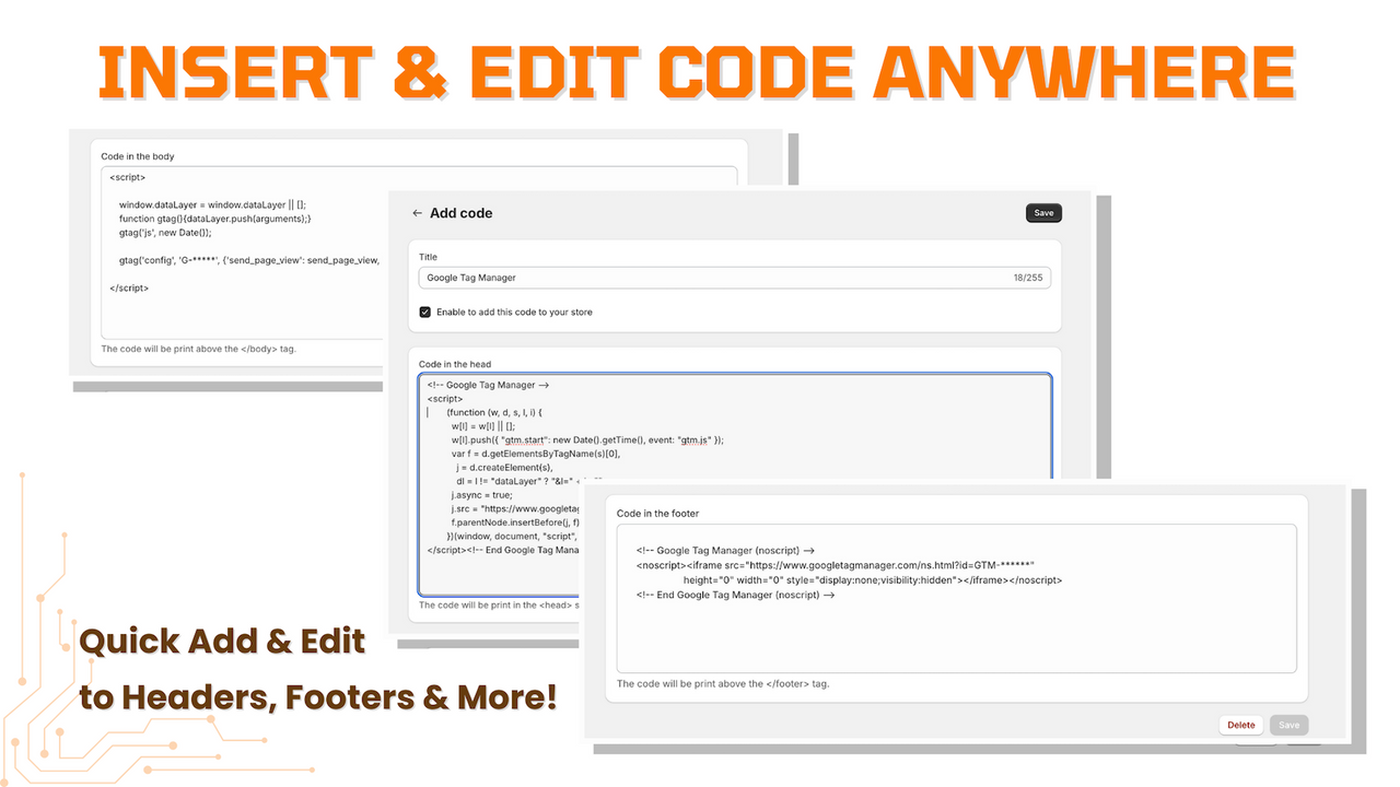 Insert and edit code anywhere