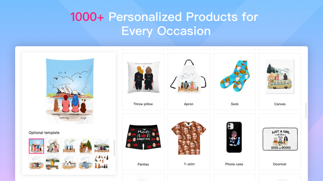 Plus de 1000 produits personnalisés pour chaque occasion