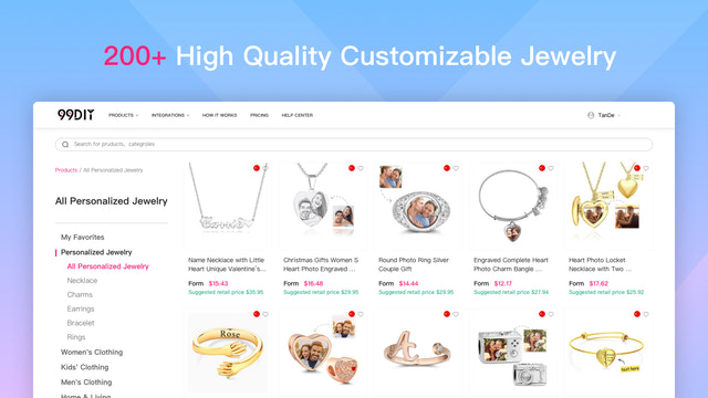 Más de 200 joyas personalizables de alta calidad