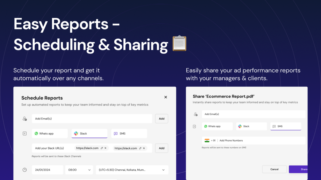 easy reports scheduling and sharing