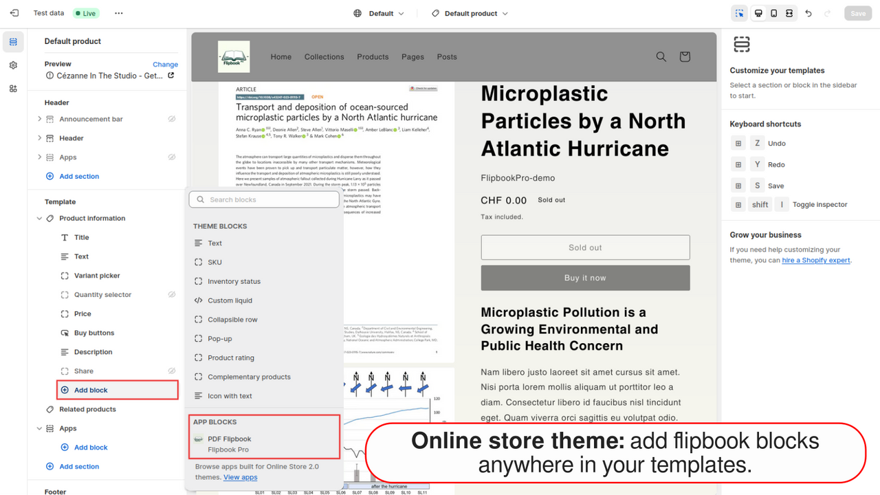 Store theme template: add flipbook blocks anywhere