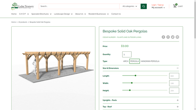 Pergola model in Warehouse thema.