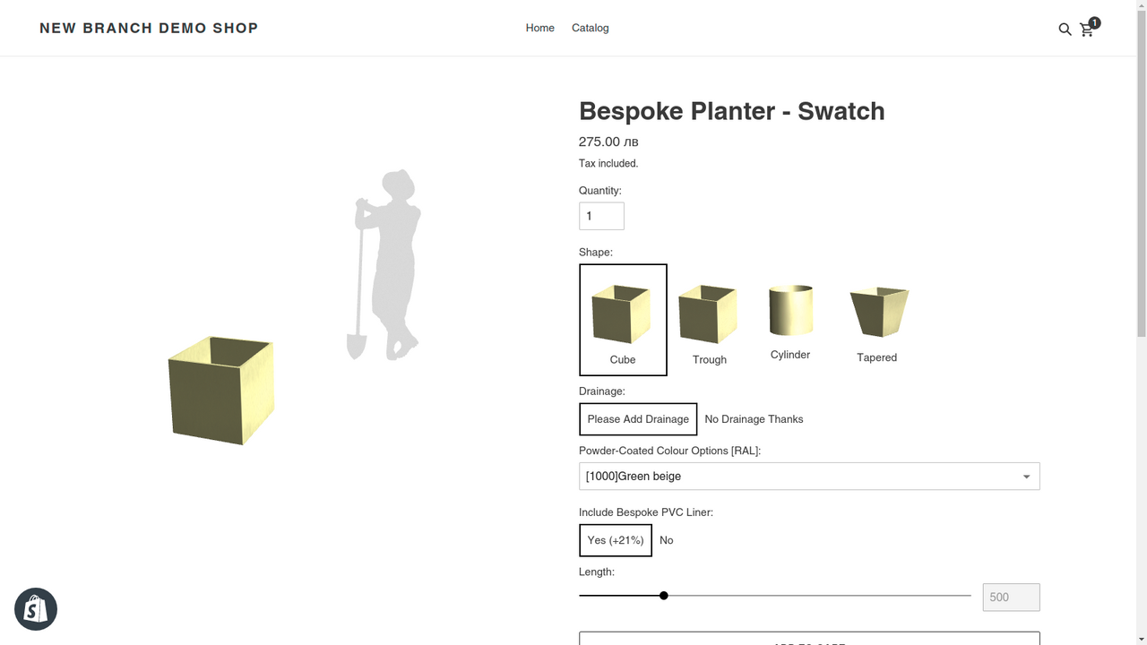 Planter model i Debut tema.