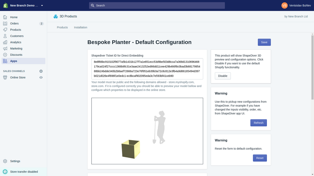 Productconfiguratie admin.