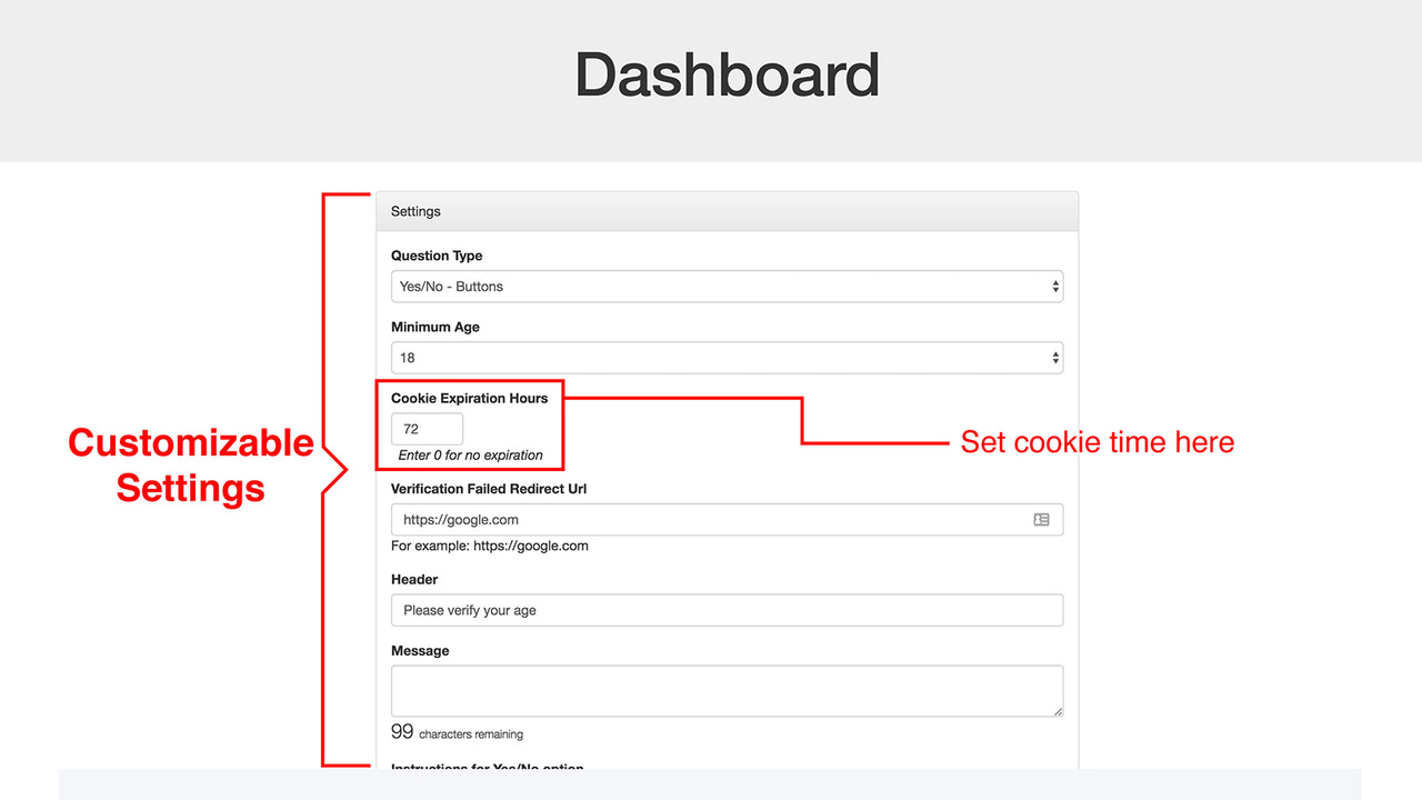 Tableau de bord administrateur de Age Verifier