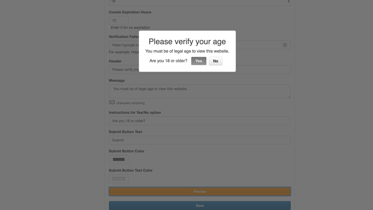 Verificación de Edad para Shopify