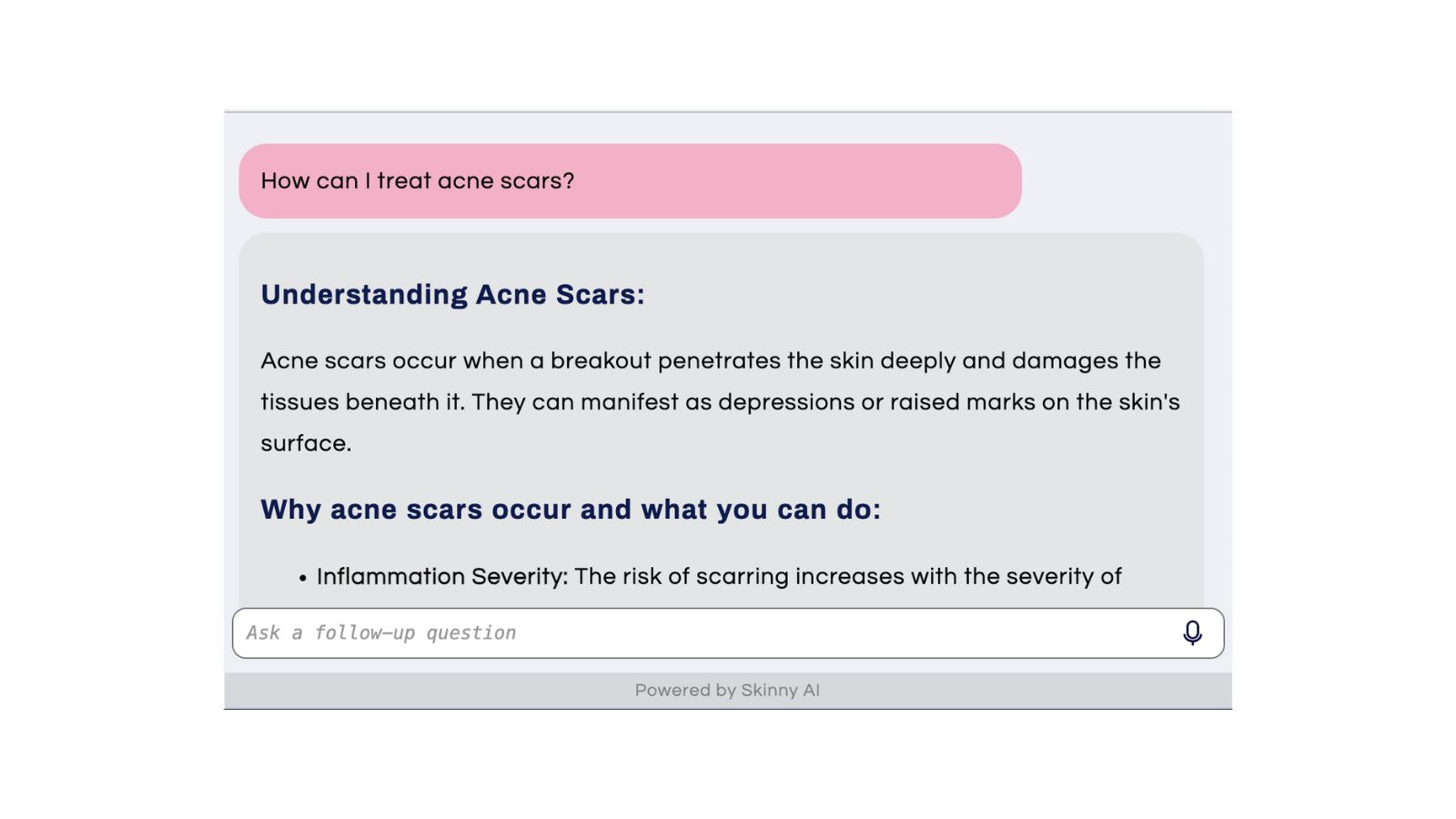 Skincare question answered by skinny AI
