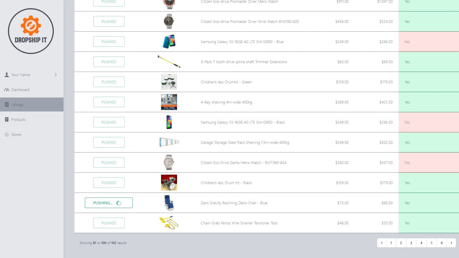 Envía los productos seleccionados a Shopify
