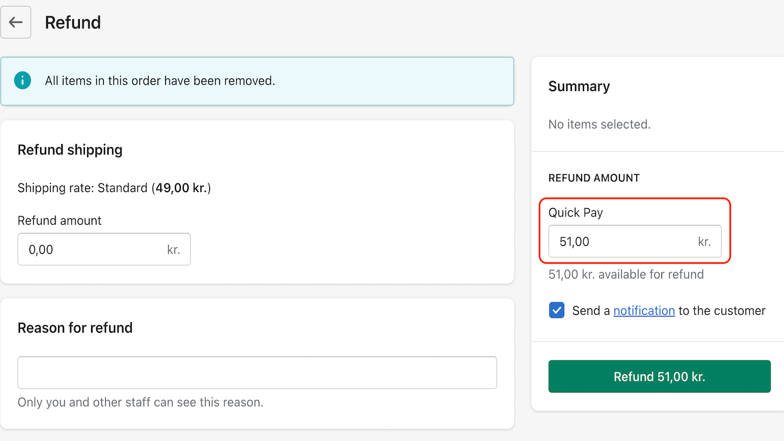 Transactie afhandelen binnen de orderdetails