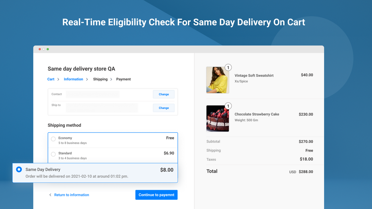 Real-time Eligibility Check For Same Day Delivery