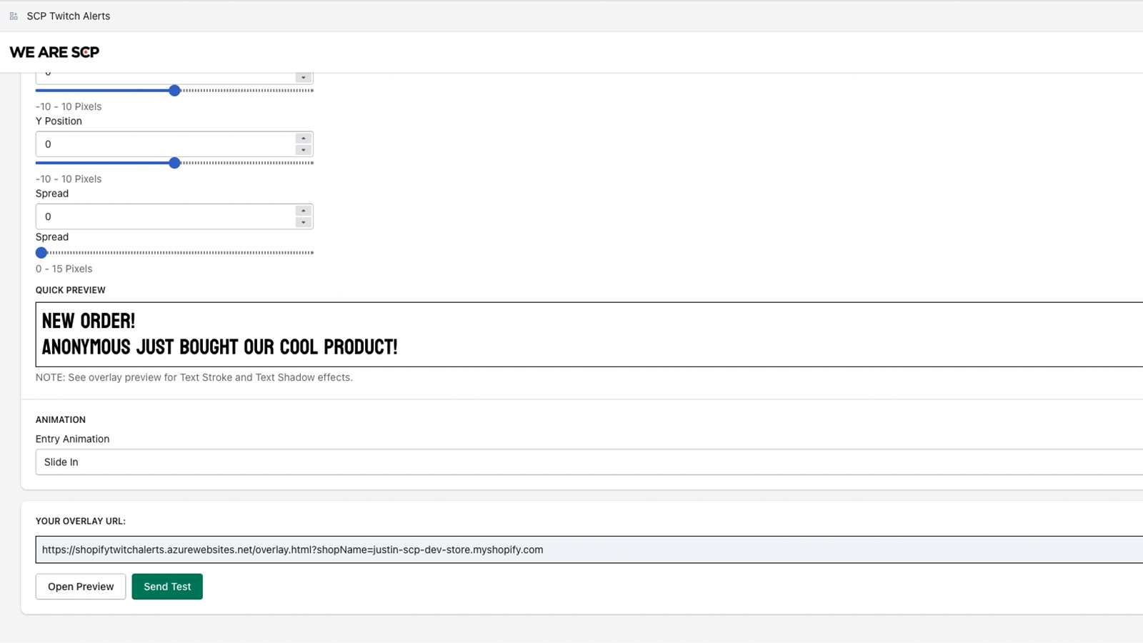 Customized settings page