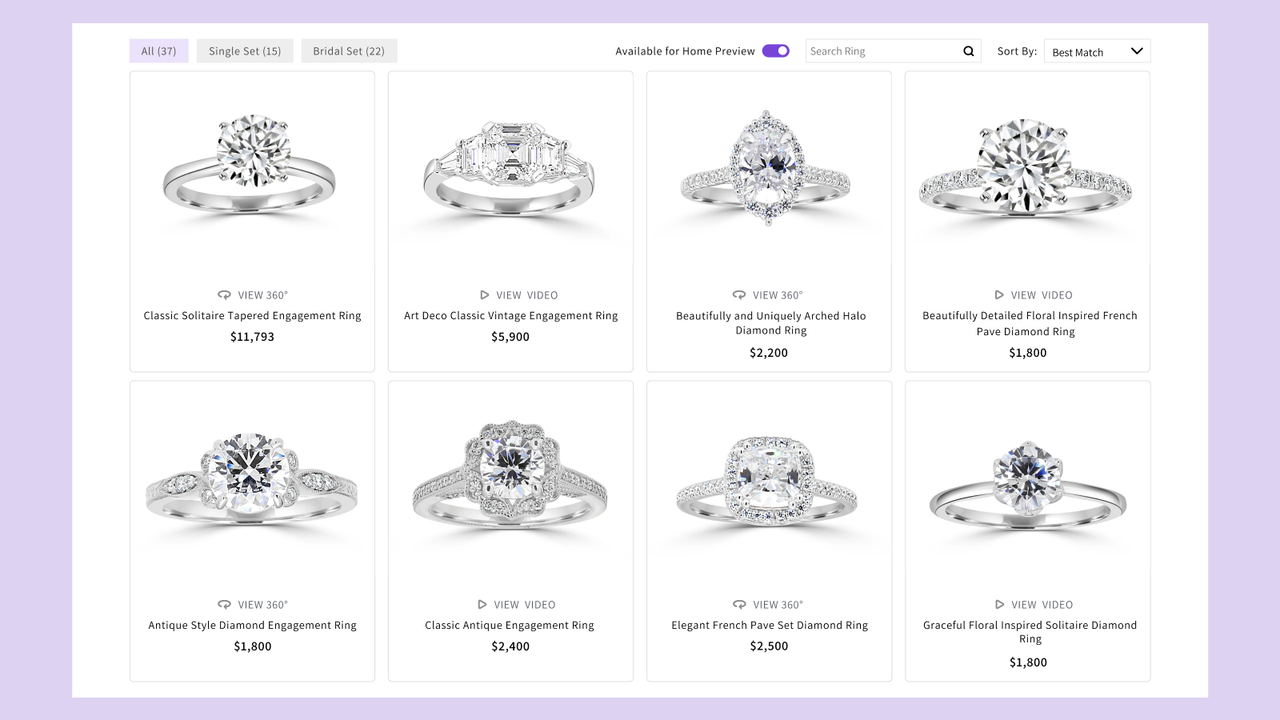 Home Preview and Sort Options for Jewellery Website