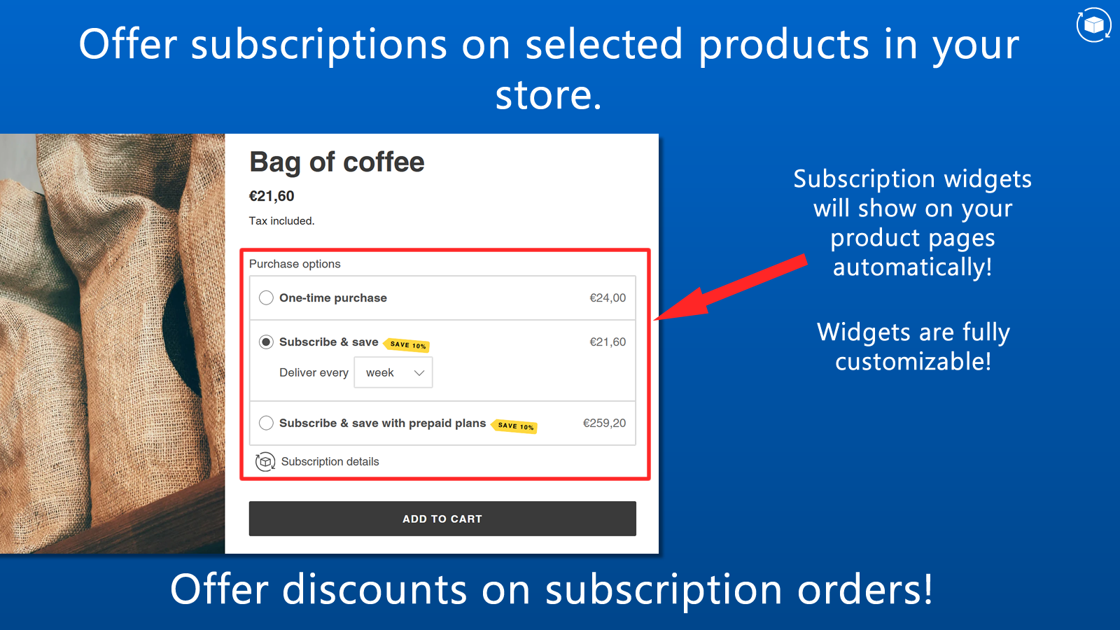 Seal subscriptions app widget in shopify