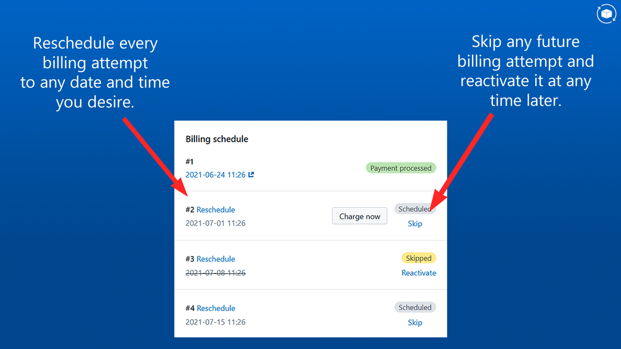 Reschedule & skip subscription on shopify in seal subscriptions
