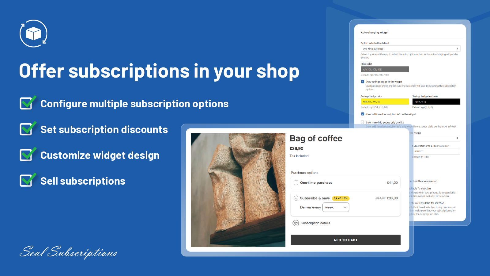 Seal Subscriptions App-Widget im Online-Shop