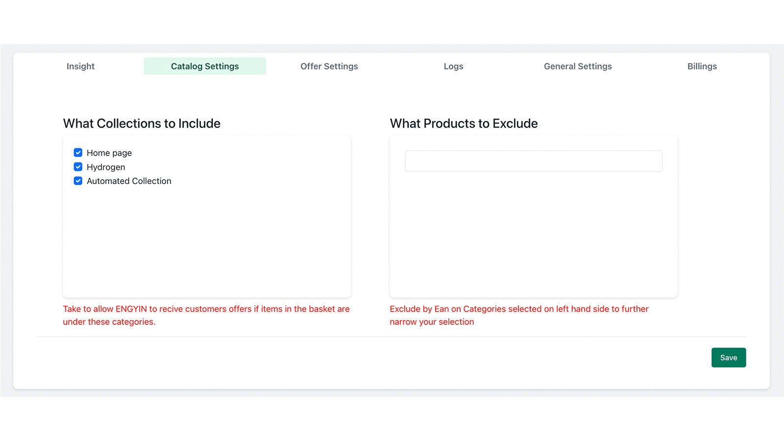 select and unselect Product Collections participation