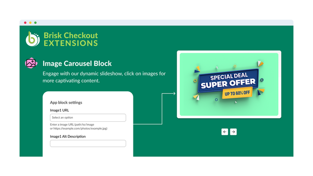 Extensões de Checkout Brisk - Bloco de Carrossel de Imagens