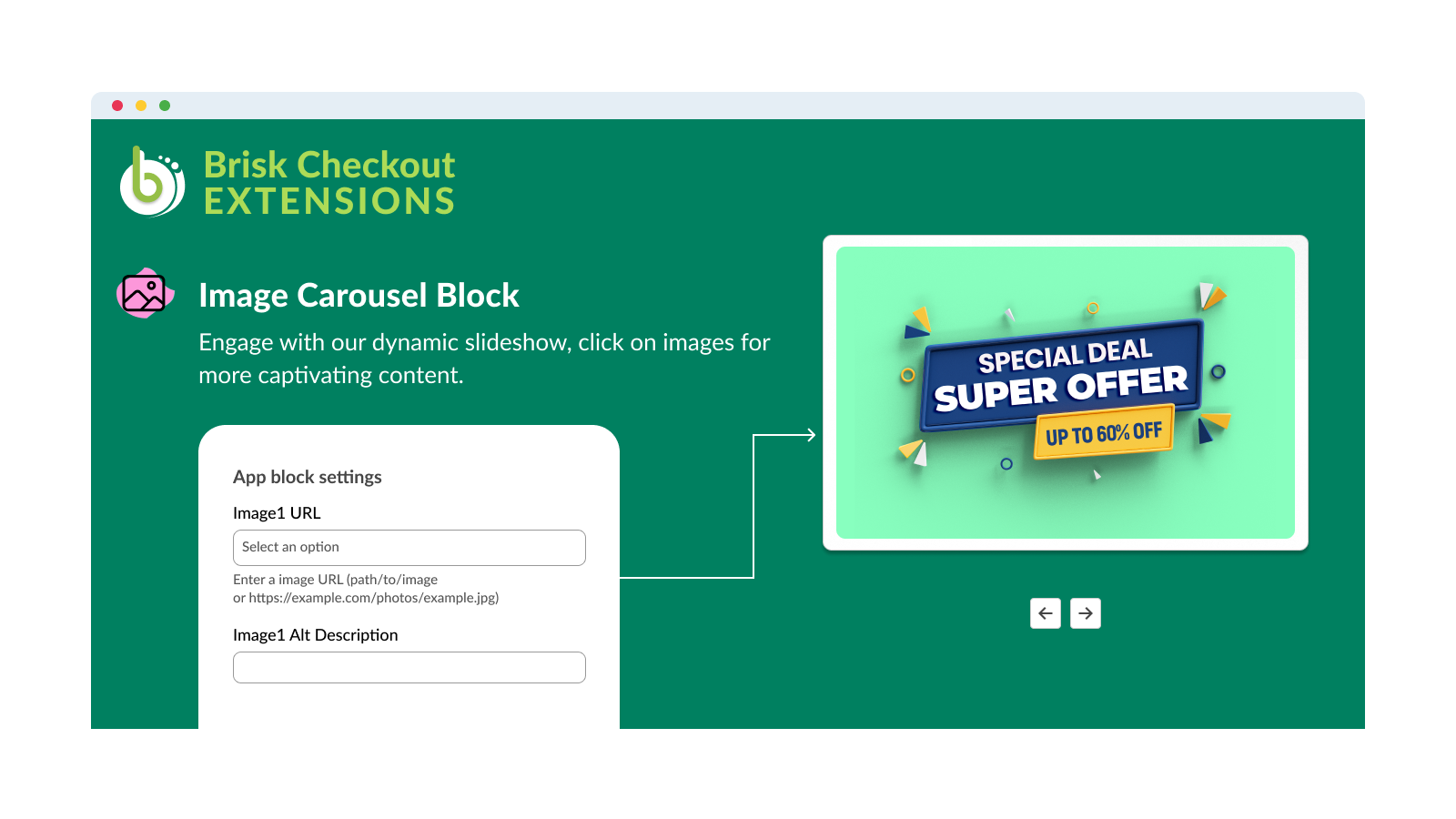 Brisk Checkout Extensions - Afbeelding Carrousel Blok