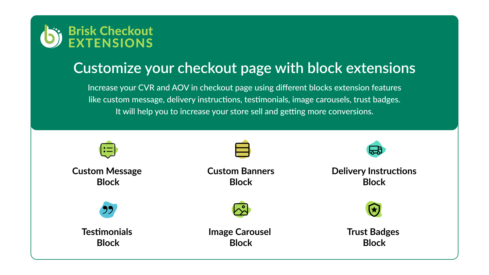 Brisk Checkout Extensions - Alla block