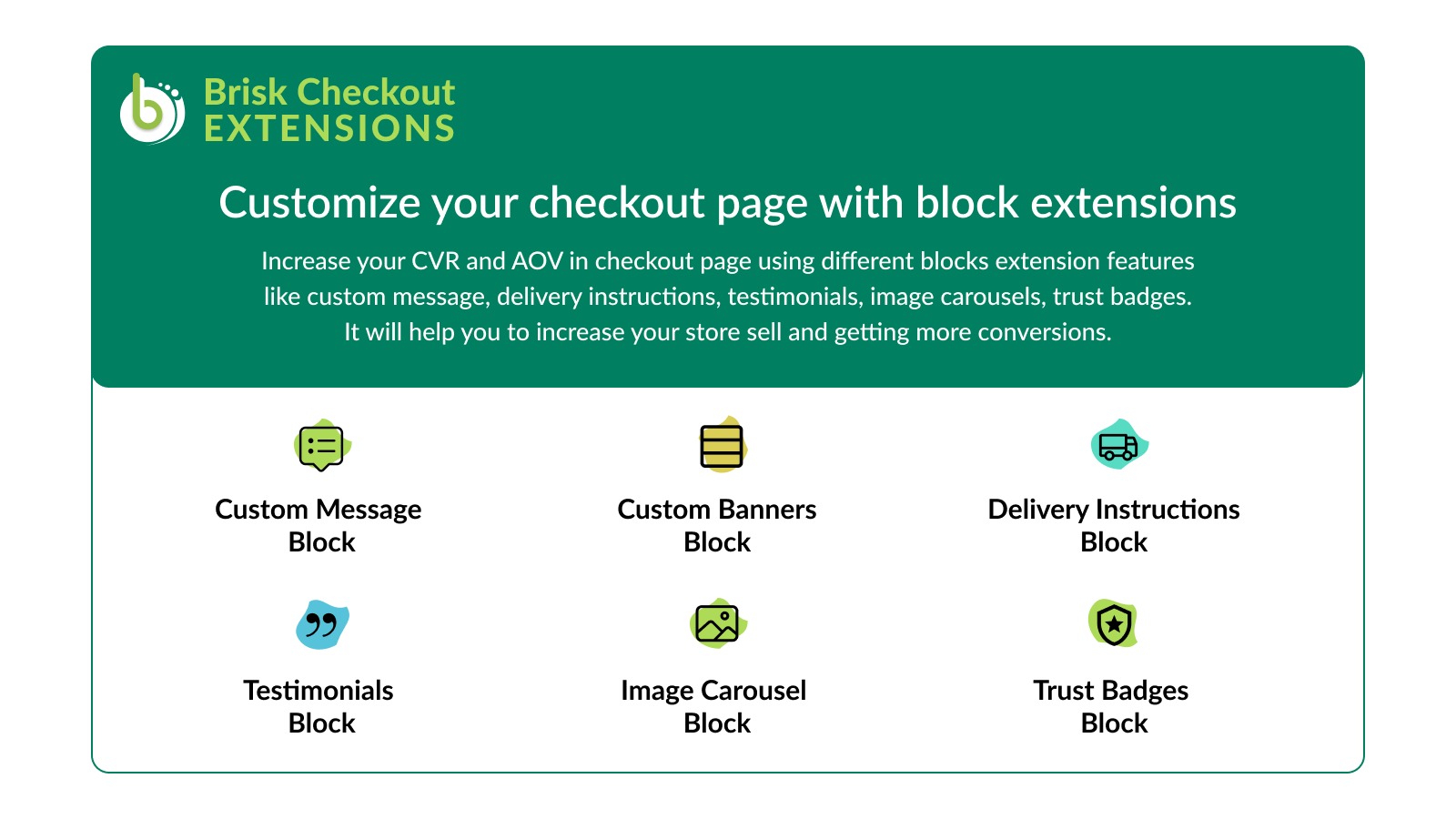 Extensões de Checkout Brisk - Todos os Blocos