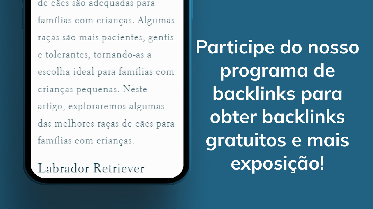 Participe do programa de backlinks para mais exposição.