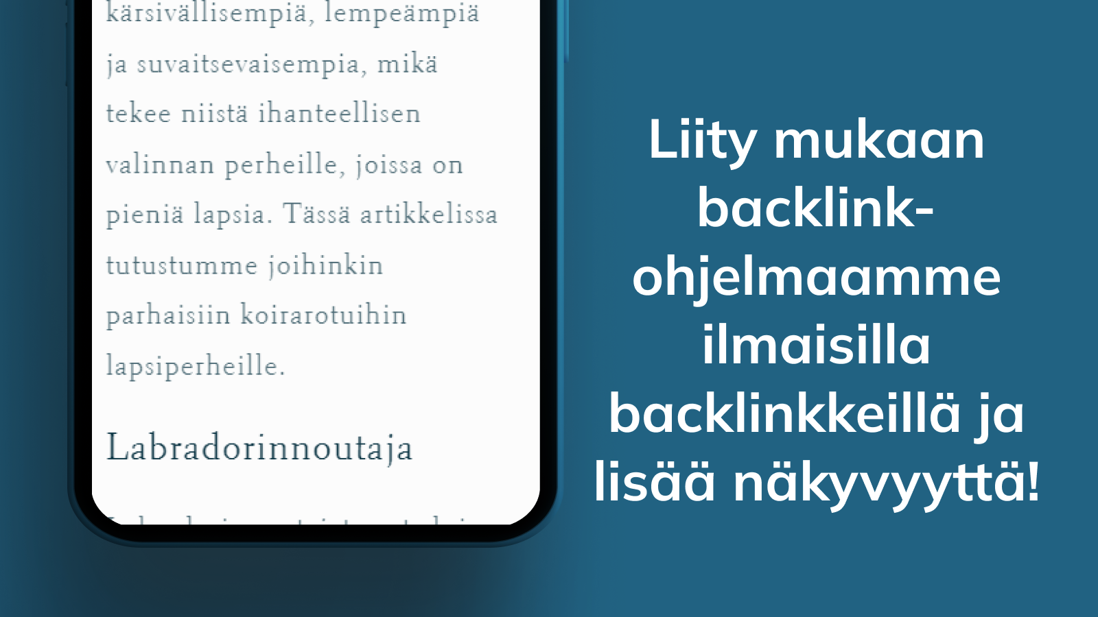 Osallistu takaisinkytkentäohjelmaan lisää näkyvyyttä varten.