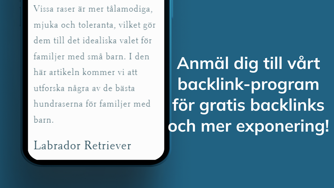 Delta i backlink-programmet för ännu mer exponering.