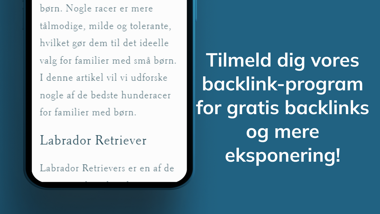 Tilmeld dig backlink-programmet for mere eksponering.