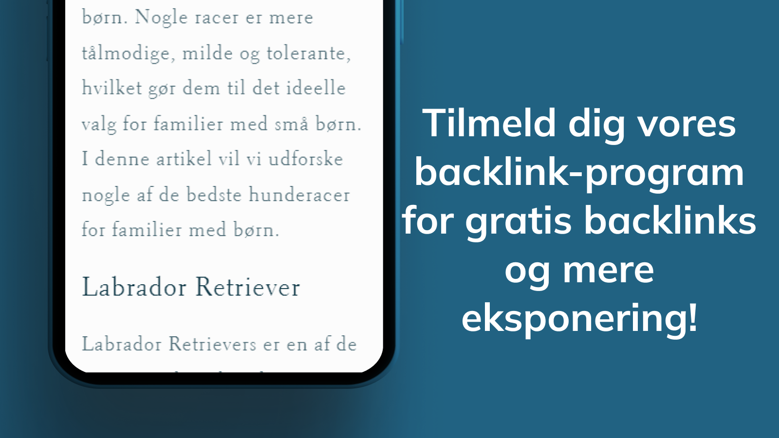 Tilmeld dig backlink-programmet for mere eksponering.