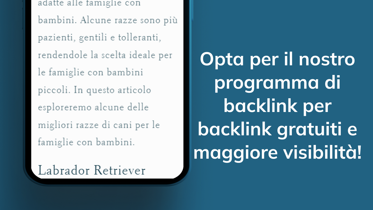 Partecipa al programma di backlink per una maggiore visibilità.