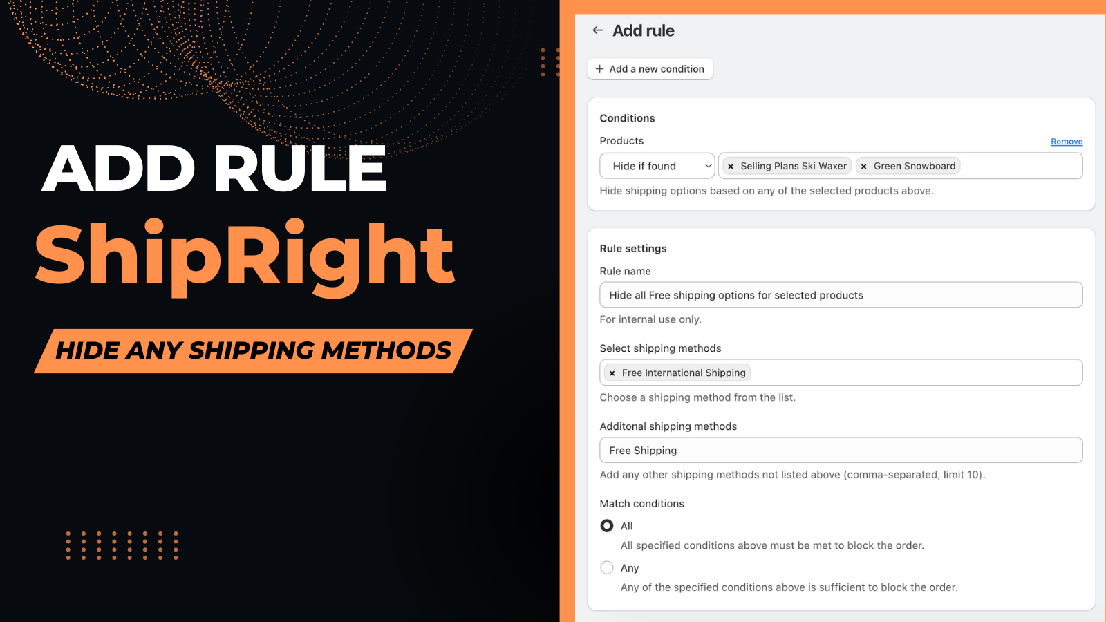 Add rule page for hiding shippiton methods