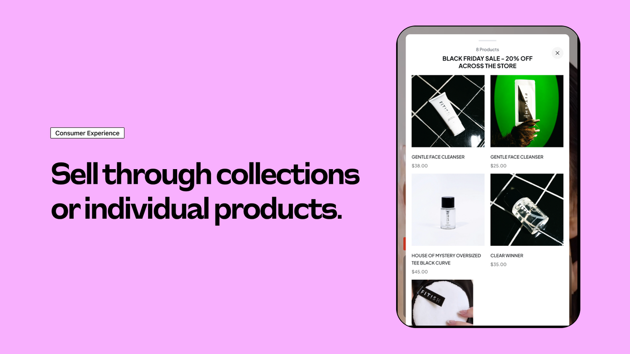 Venda produtos individuais ou uma coleção de produtos