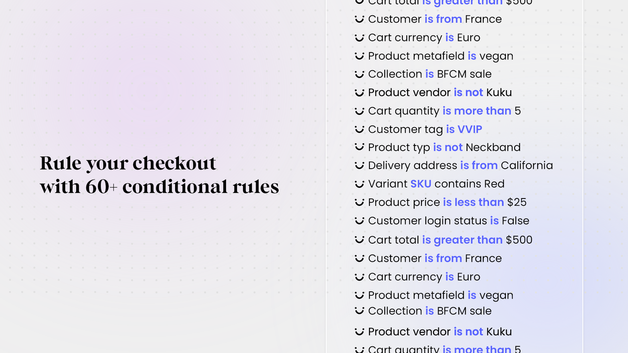 Shopify结账规则和条件块显示
