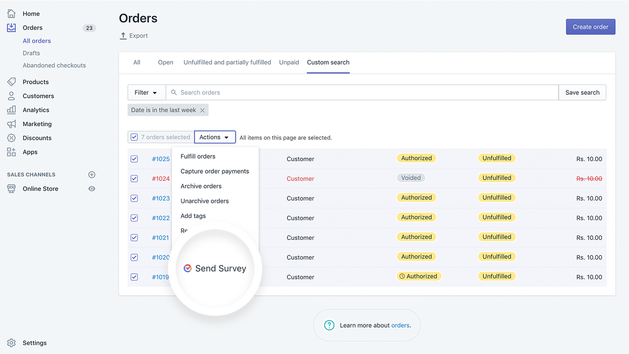 Envoyer des sondages aux clients et aux commandes