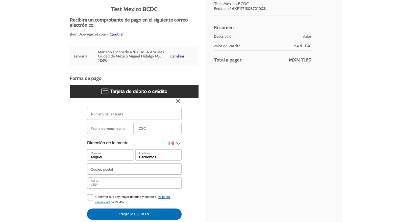 Credit/Debit card by PayPal