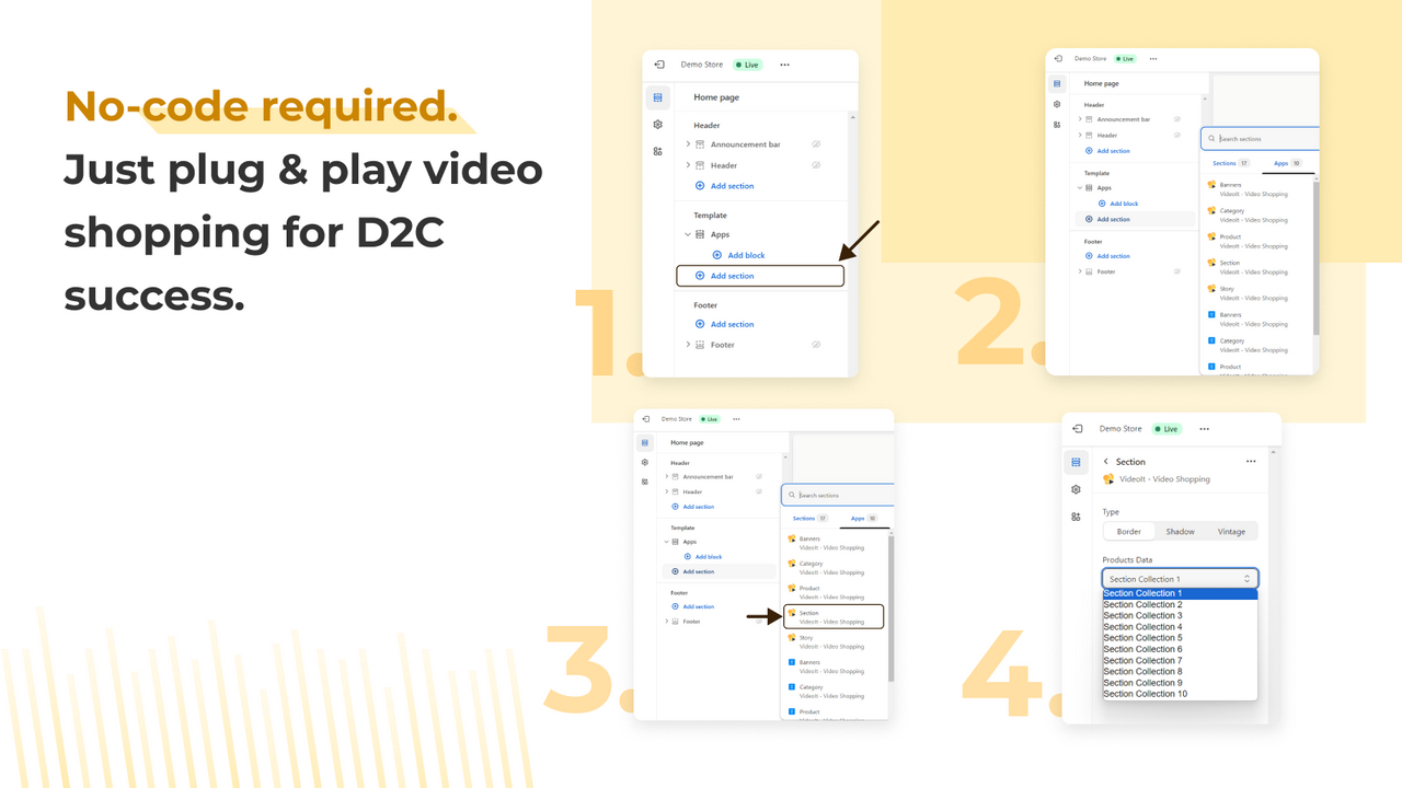 No-Code Required. Just Plug & Play Video Shopping 