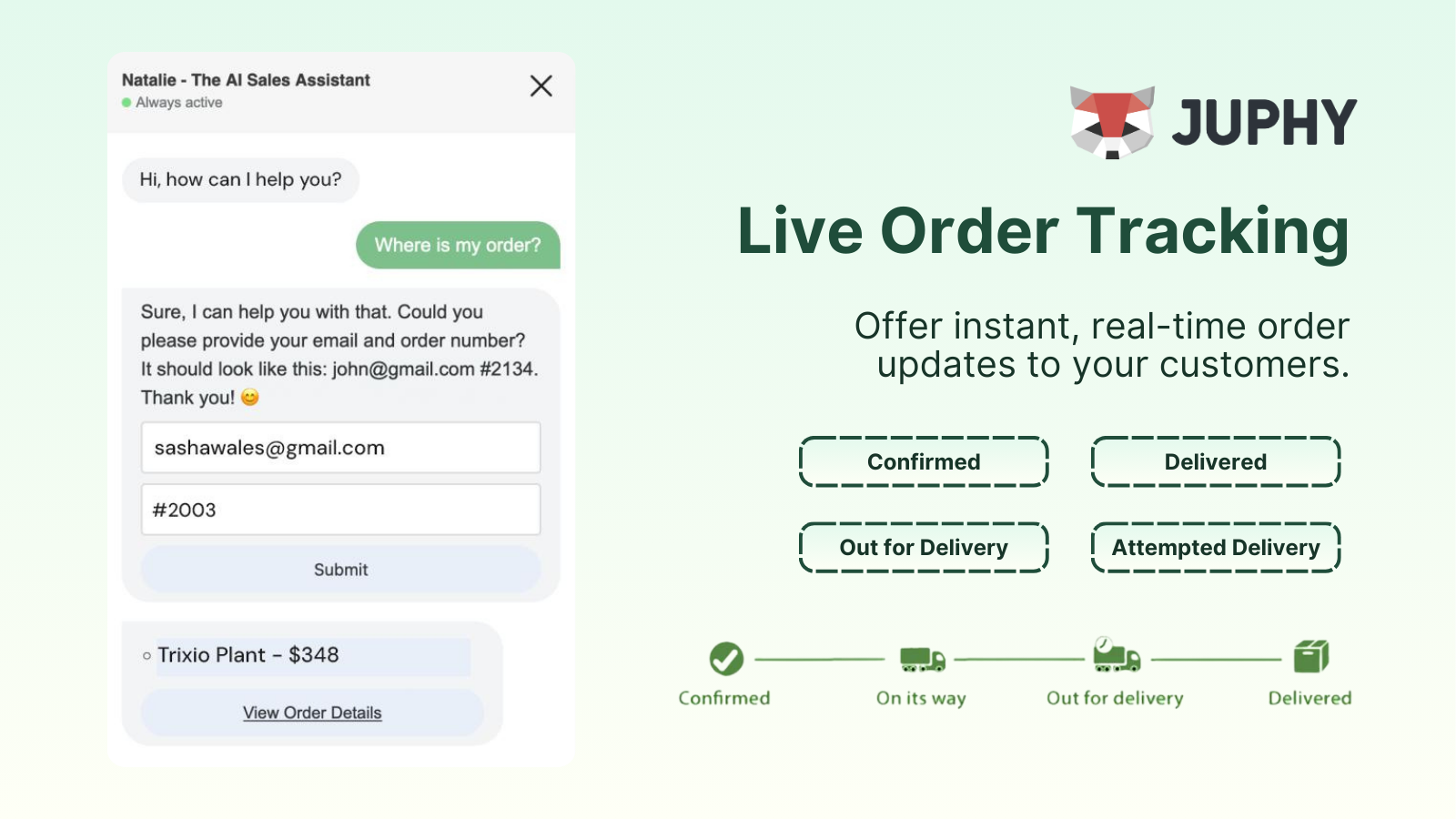 Offer instant, real-time order updates to your customers