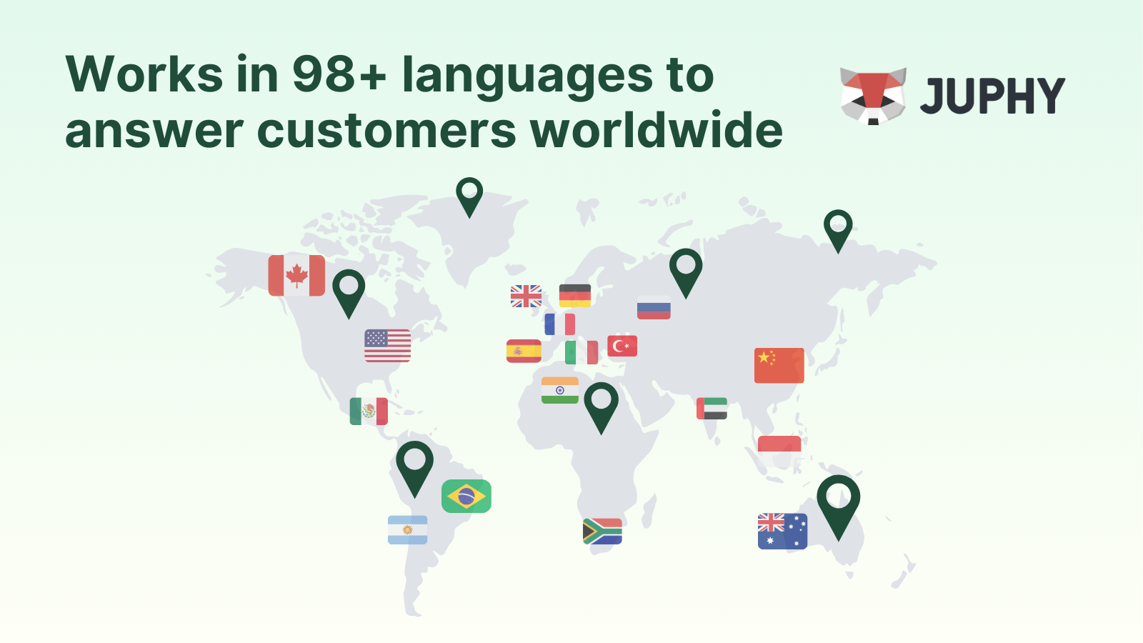 Answer customers worldwide with 98 different language support